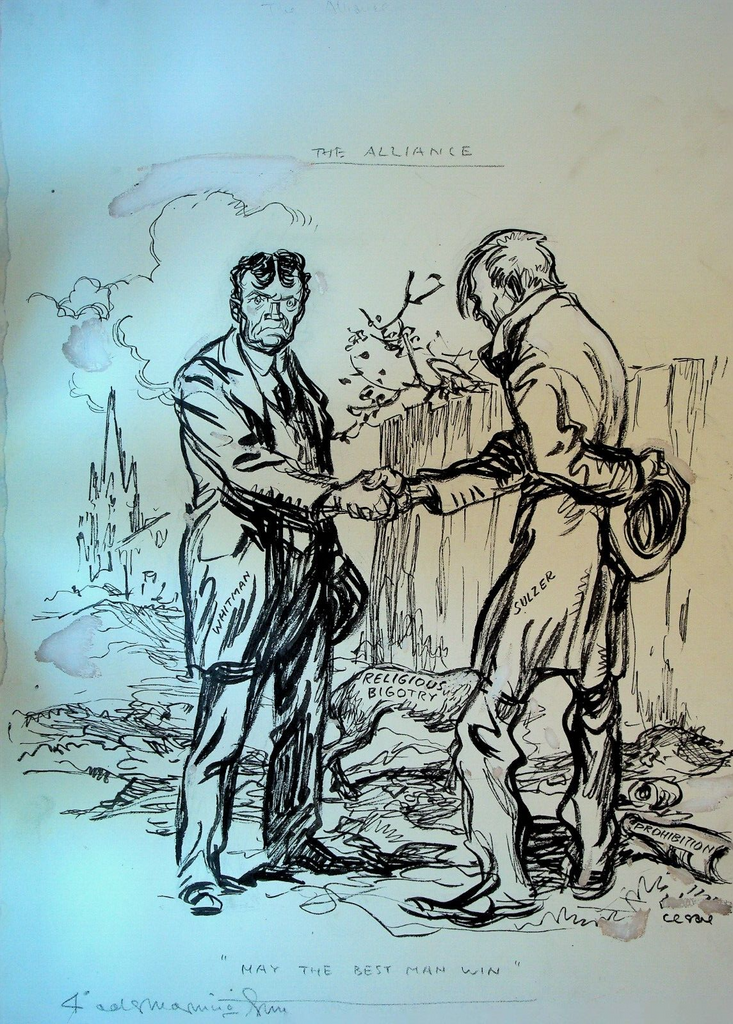 Oscar Cesare Original Art New York Post 1910s Governor William Sulzer New York