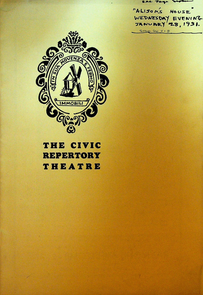 Civic Repertory Theatre Playbill January 28 1931 Eva La Gallienne Alison's House0