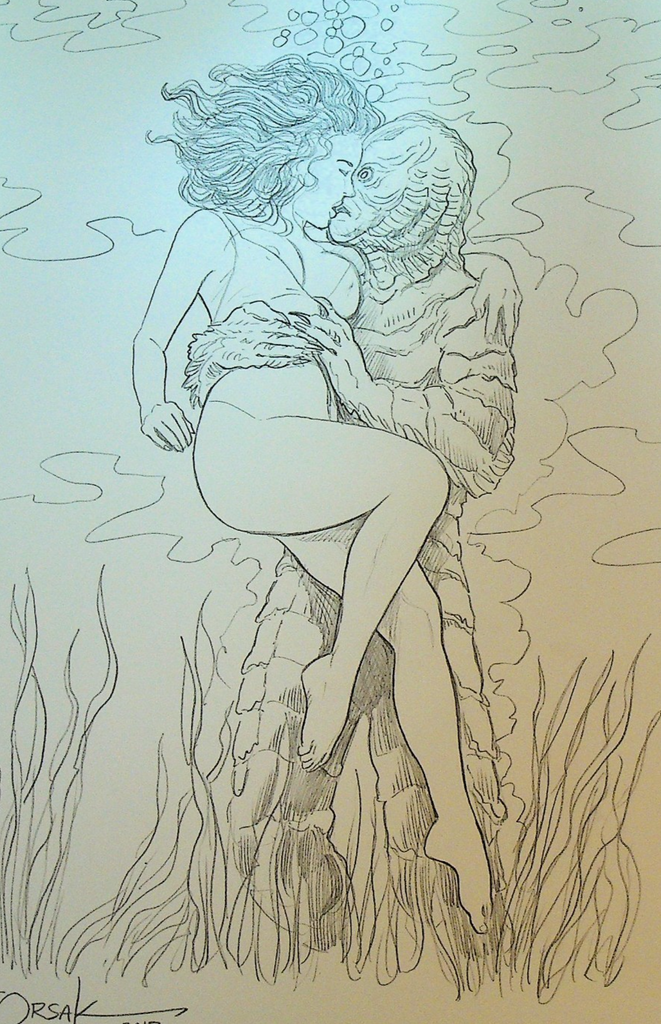 The Creature from the Black Lagoon Original Art Joe Orsak 2013 Kissing0