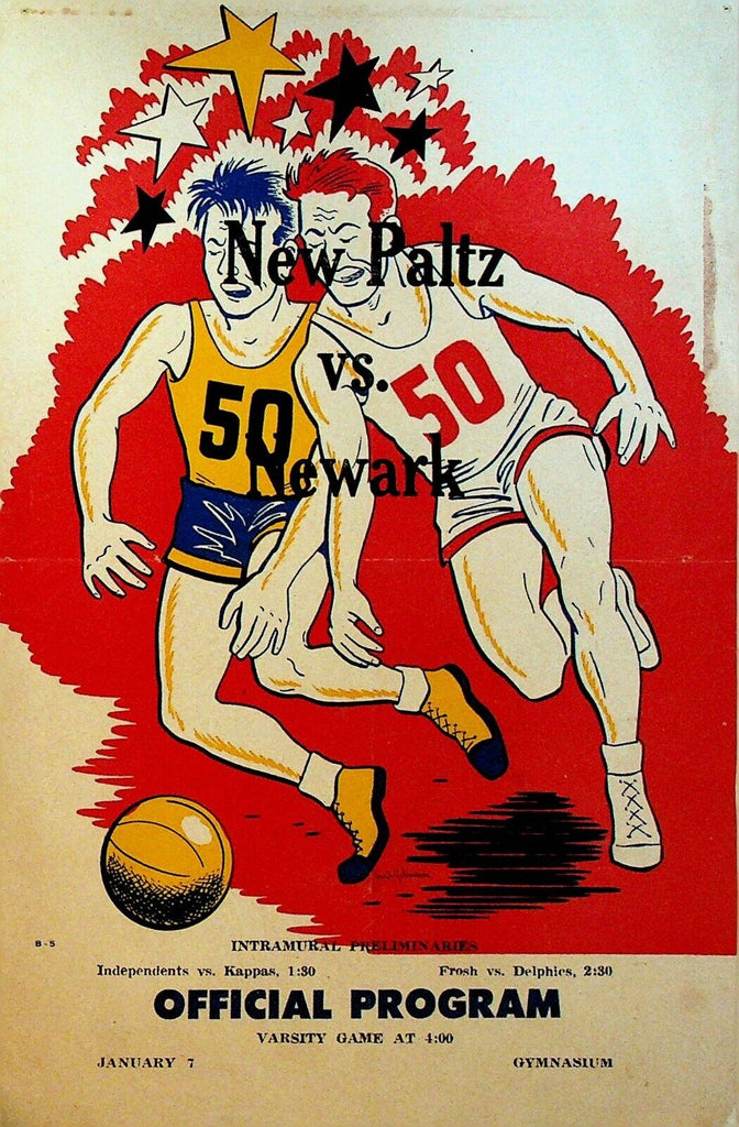 Newark v New Paltz Basketball Program January 7 1950 NY