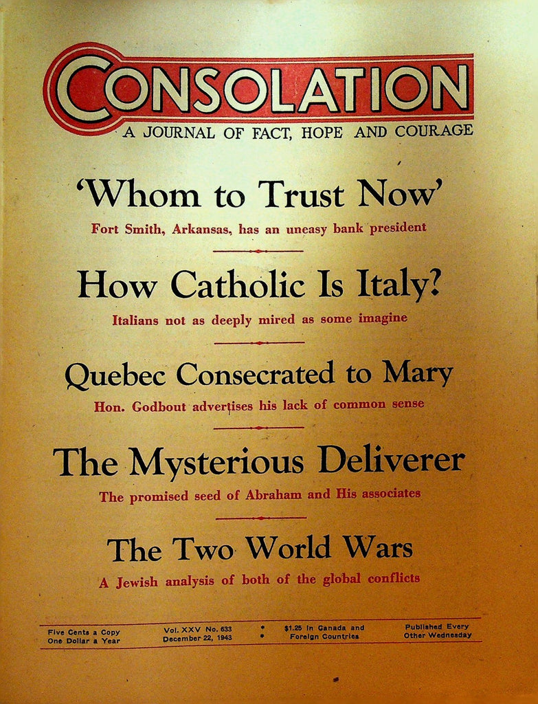 Consolation Magazine December 22 1943 Watchtower Jehovah's Witness WWI WWII0
