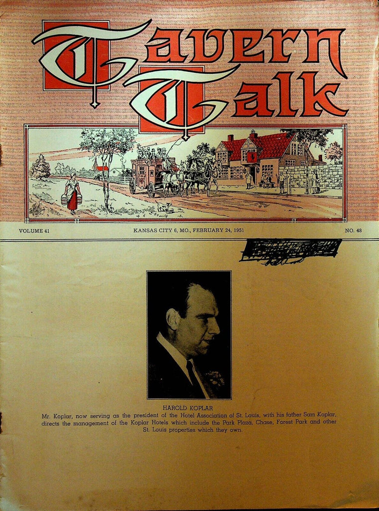 Tavern Talk Magazine February 24 1951 Hotel & Restaurants Harold Koplar