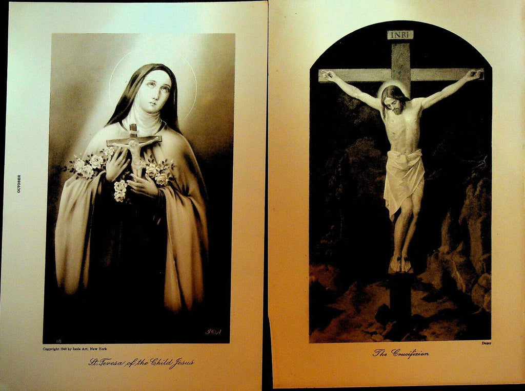 Five Beautiful Religious Prints for the Home 1940 Messenger of the Sacred Heart