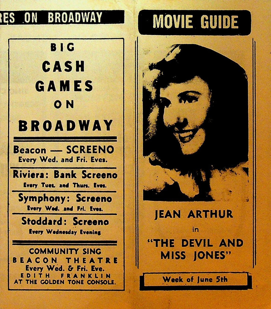 Skouras Theatres Movie Herald 1941 Jean Arthur Devil & Miss Jones0