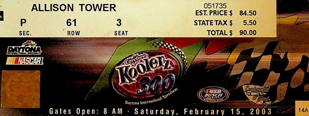 Carefree Koolerz 500 NASCAR Auto Racing Ticket February 15 20030