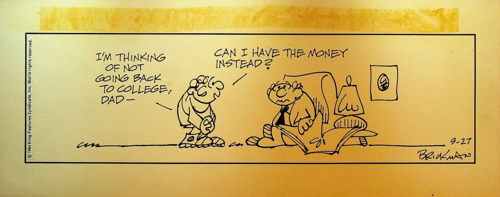 The Small Society Original Comic Strip Art September 27 1984 No College