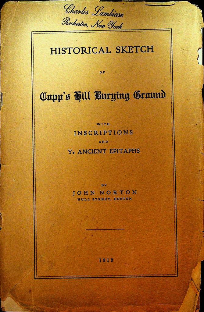 Historical Sketch of Copp's Hill Burying Ground Boston Booklet 19180