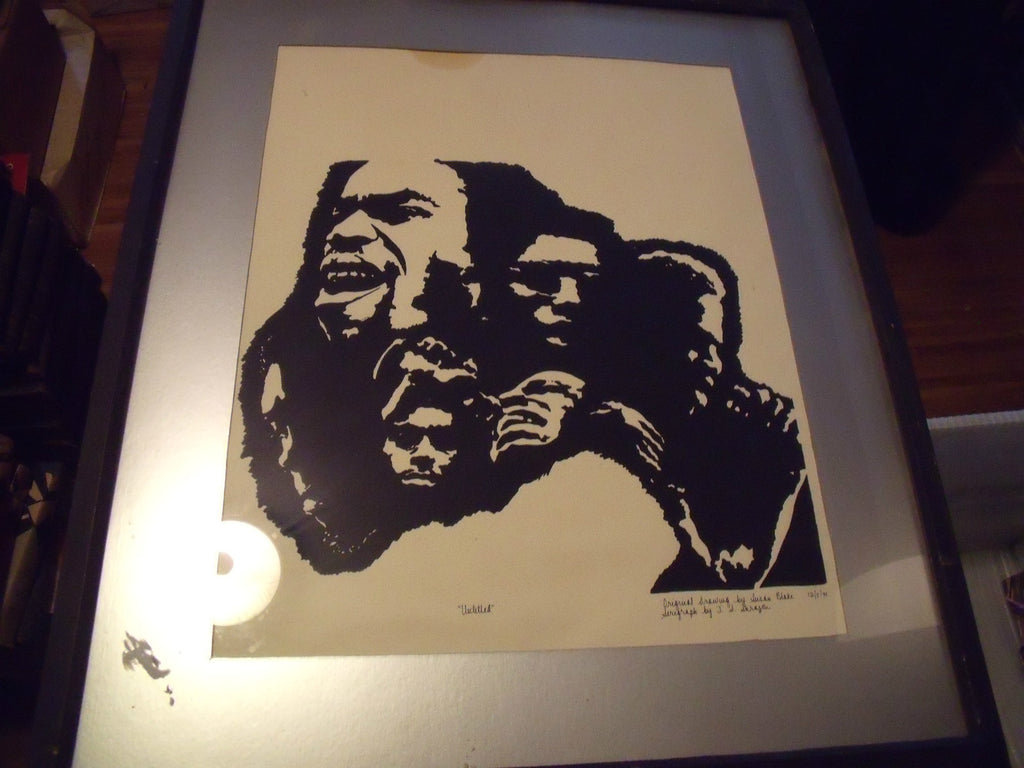 Black Faces Untitled Serigraph Limited 15/30 1974 Susan Blake JS Sarajeu0