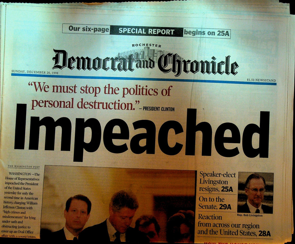 Rochester Democrat & Chronicle December 20 1998 Bill Clinton Impeachment0