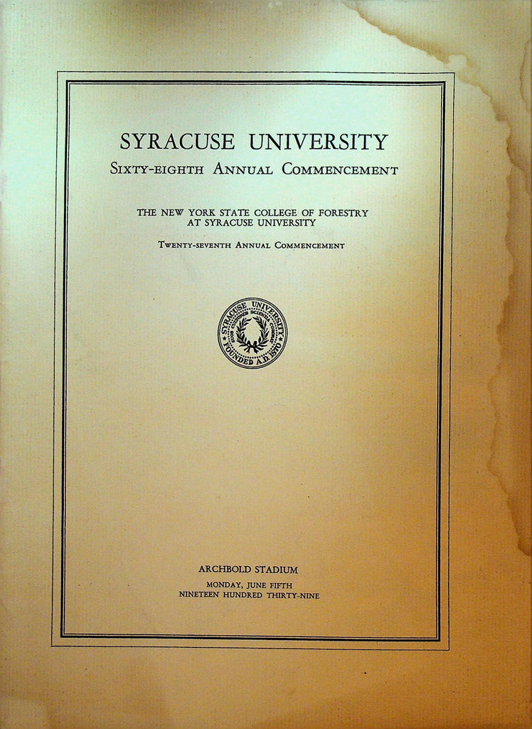 Syracuse University Commencement Program 1939 Harry Devlin Mark Haller0