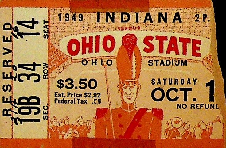 Indiana Hoosiers v The Ohio State Buckeyes Football Ticket Stub 19490