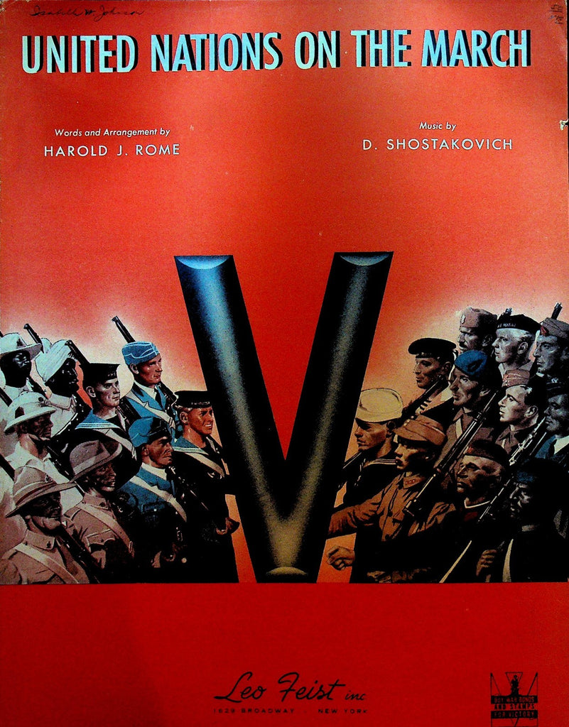 United Nations on the March Sheet Music 1942 WWII Military0