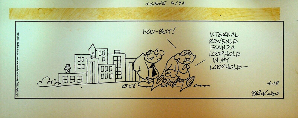 The Small Society Original Comic Strip Art April 19 1984 IRS Tax Loophole