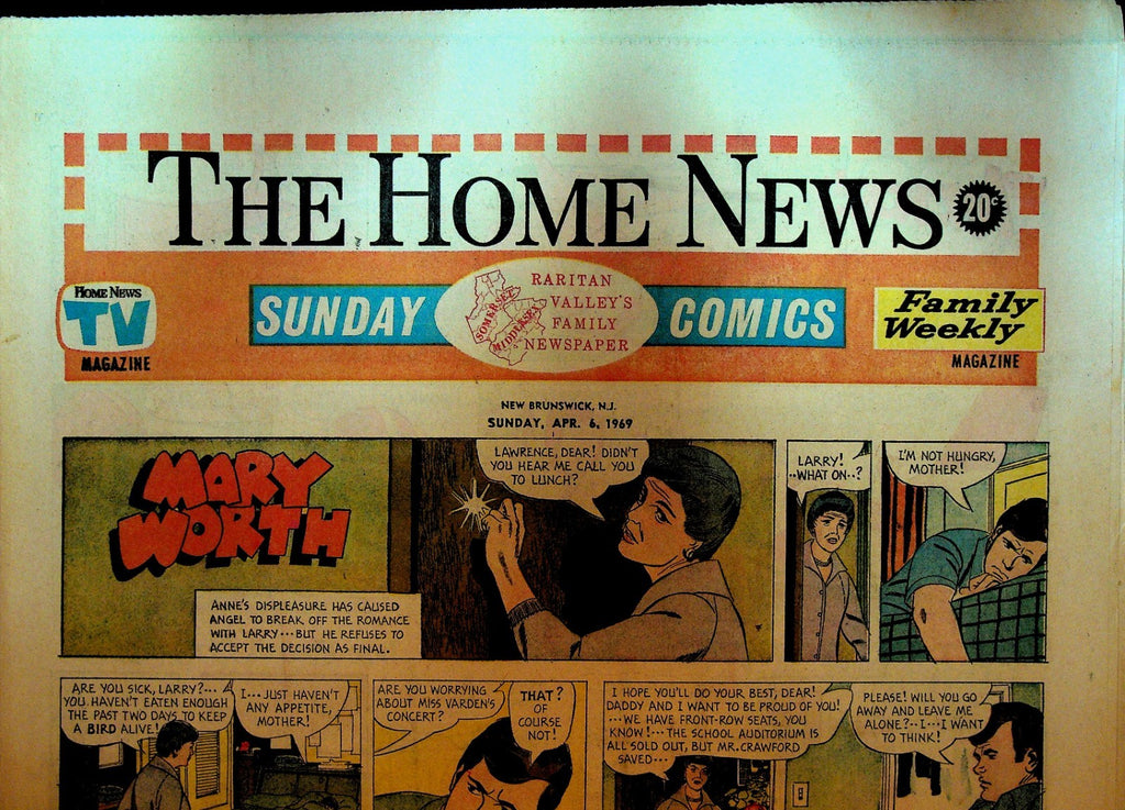 The Home News Sunday Comics New Brunswick NJ April 6 1969 Peanuts Mary Worth0