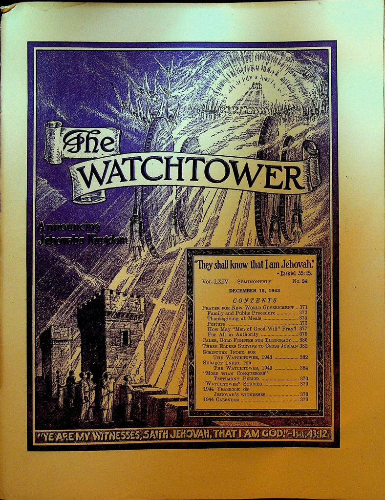 The Watchtower Magazine Jehovah's Witness December 15 1943 New World Government0