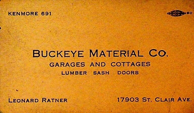 Buckeye Material Co Lumber Sash Doors Business Card 1930s Cleveland Ohio