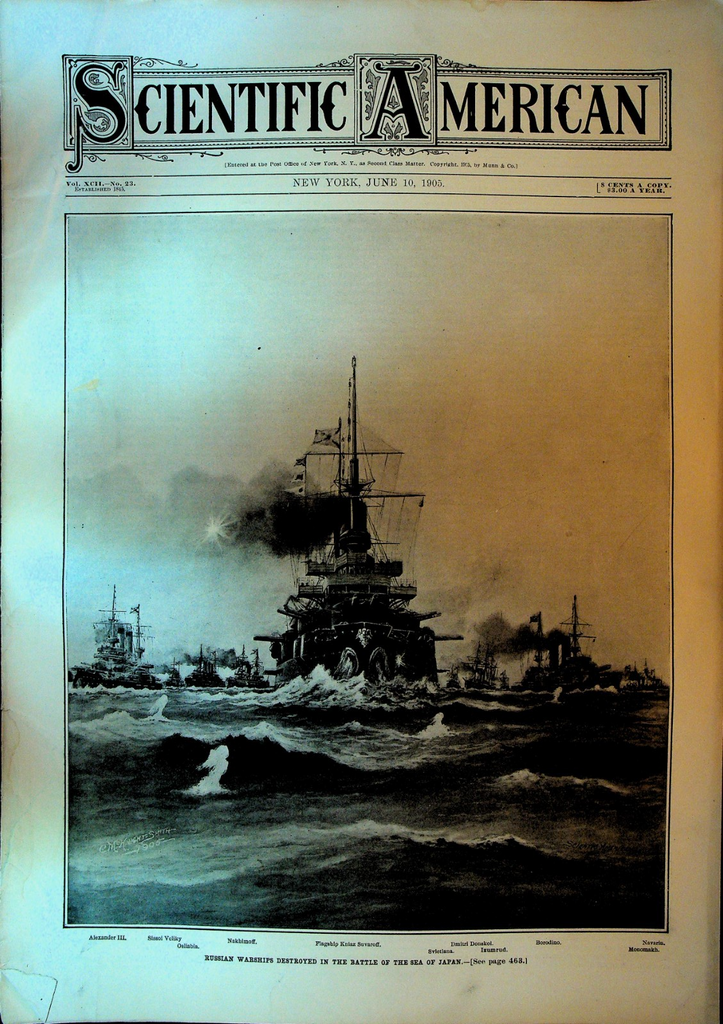 Scientific American June 10 1905 Russia Japan Navy Sea Battle Emperor's Cup0