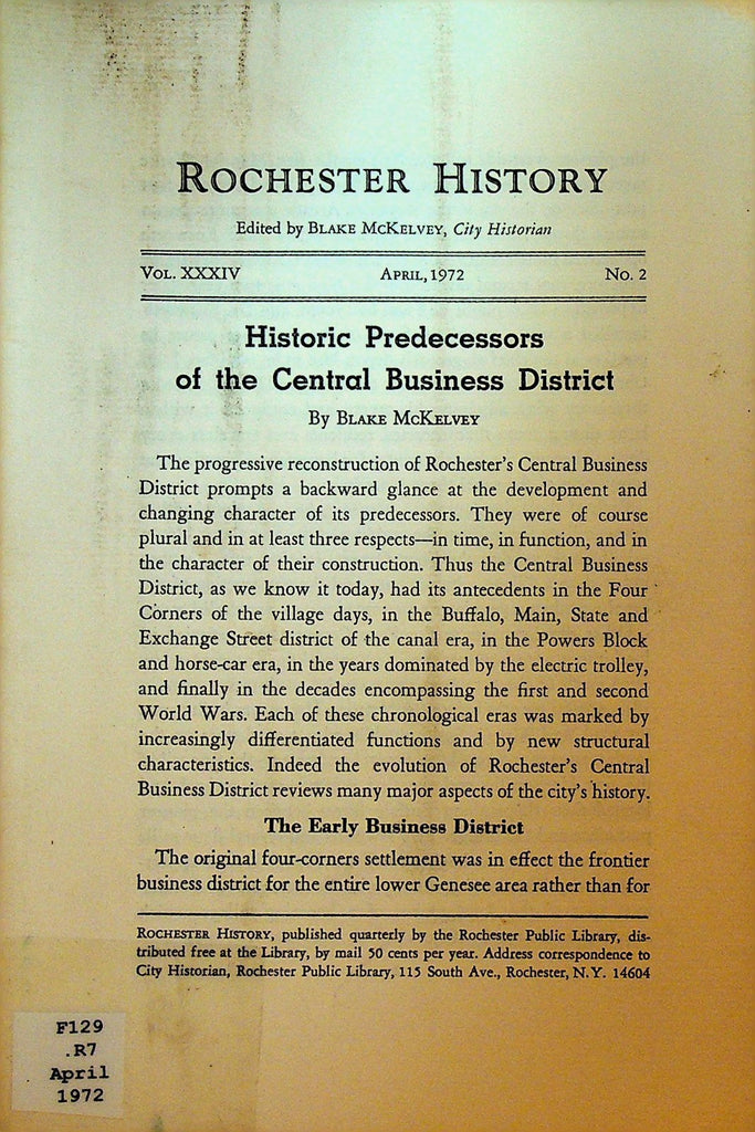 Rochester History NY April 1972 Central Business District Predecessors0