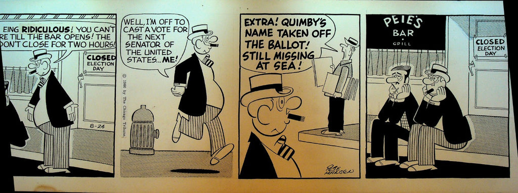 Lolly Original Comic Strip Art August 24 1960 Pete Hansen Waiting Bar to Open0