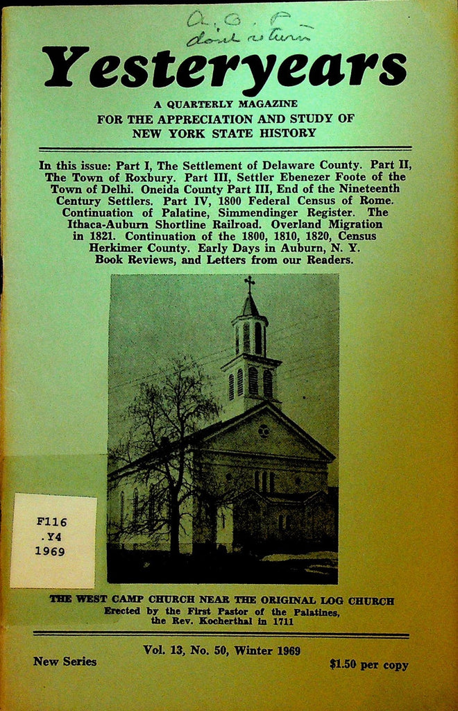 Yesteryears New York Regional History Magazine Winter 1969 Auburn Herkimer0