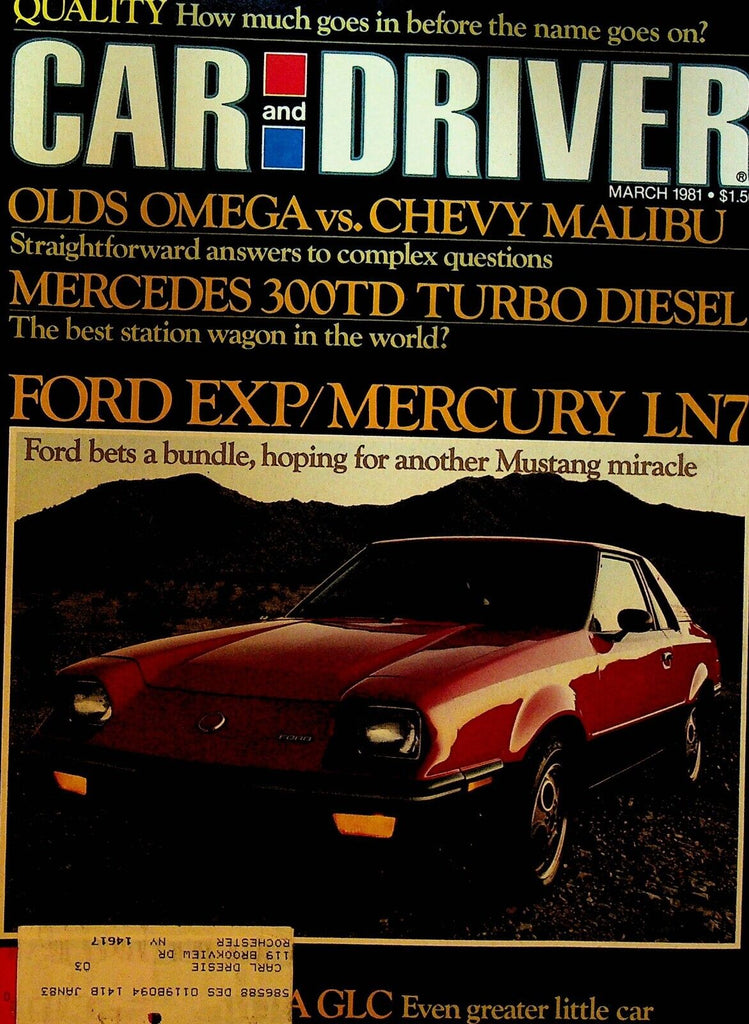 Car and Driver March 1981 Jack Telnack Mazda GLC Alfa Romeo Mercedes Benz