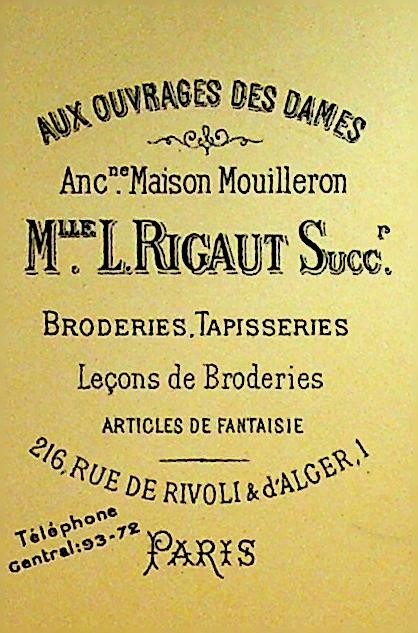 Aux Ouvrages des Dames Business Card 1930s Paris France L Rigaut Needlework0