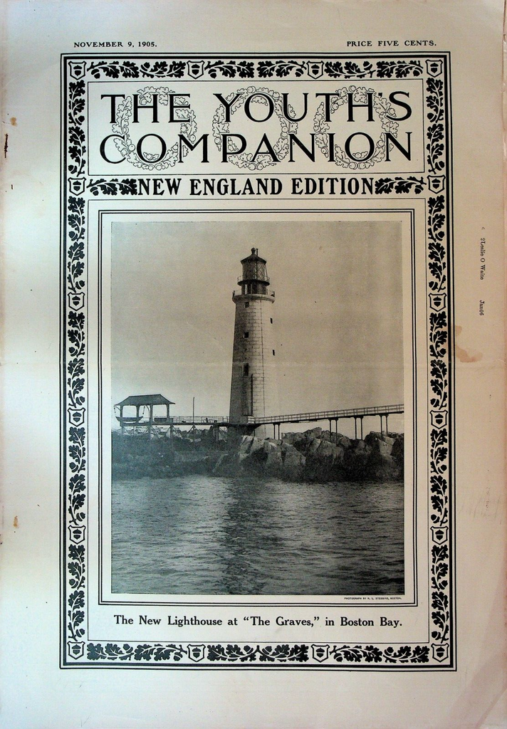 Youth's Companion November 9 1905 Boston Bay Lighthouse HS Canfield