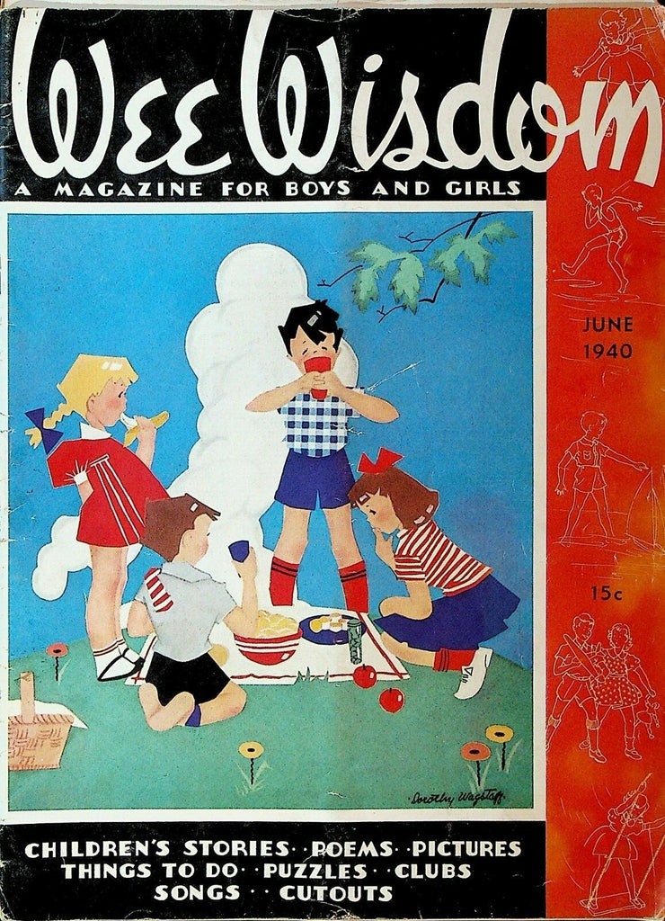 Wee Wisdom Magazine June 1940 Picnic Dorothy Wagstaff Paper Doll0