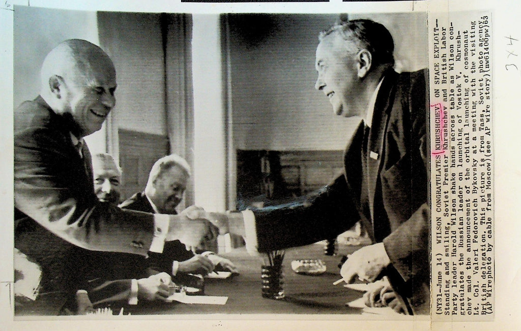 Nikita Khrushchev Wire Photo 1963 Harold Wilson Vostok V Launch0