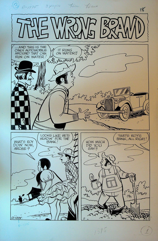 Hee Haw #6 Original Comic Art Charlton 1971 Complete Three Page Story Roy Clark