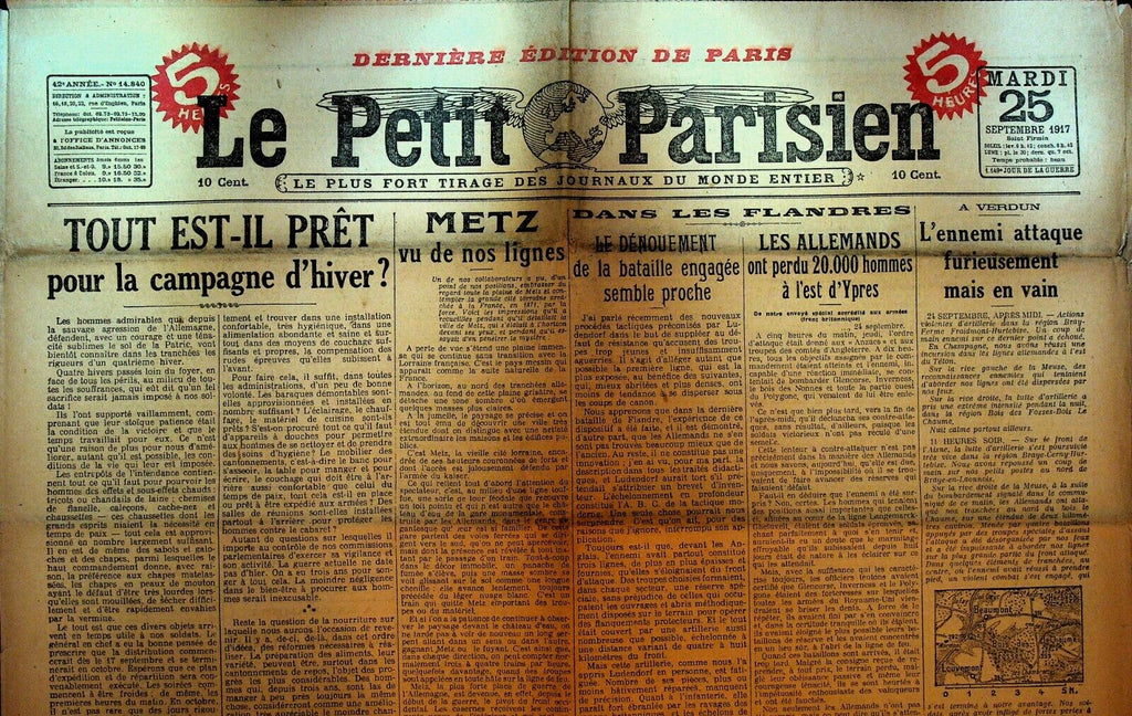 Le Petit Parisien WWI Newspaper France September 25 1917 Alexander Kerensky