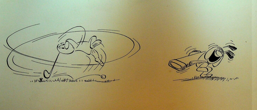 Henry S Syverson Original Art Man Golfing Bad Drive Caddy Laughing Golf