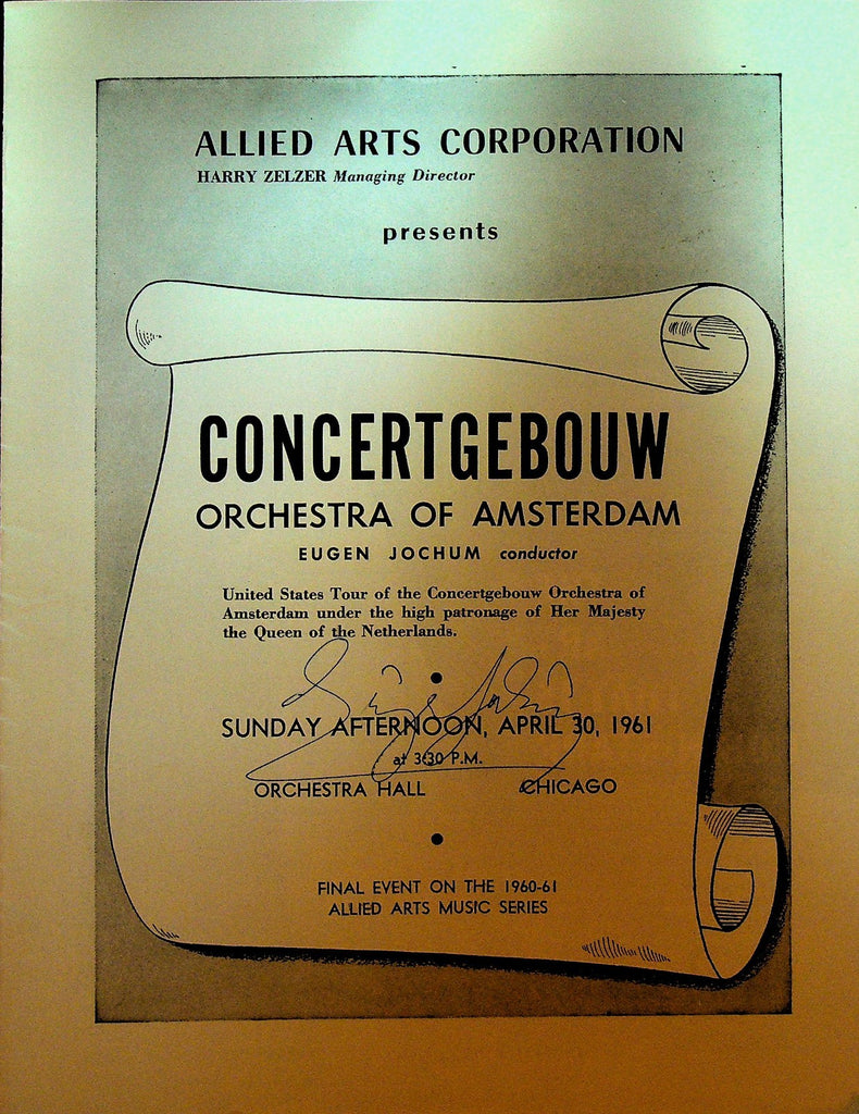Eugen Jochum  Autographed Concert Program April 30 1961 Concertgebouw0