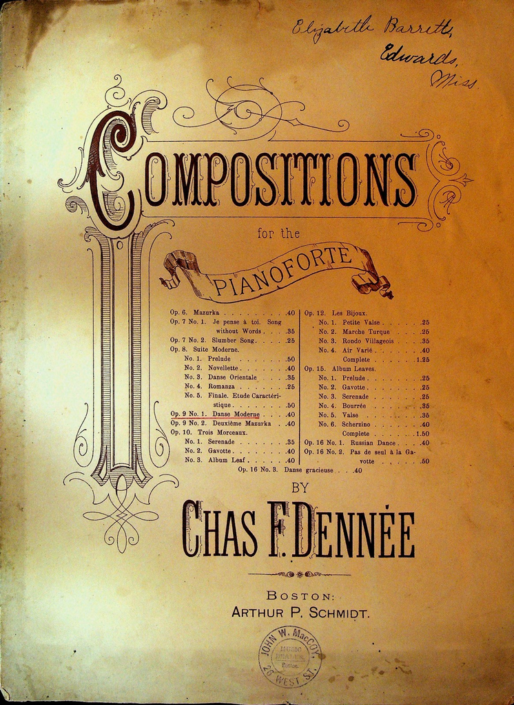 Danse Moderne Sheet Music 1884 Charles F Dennee0