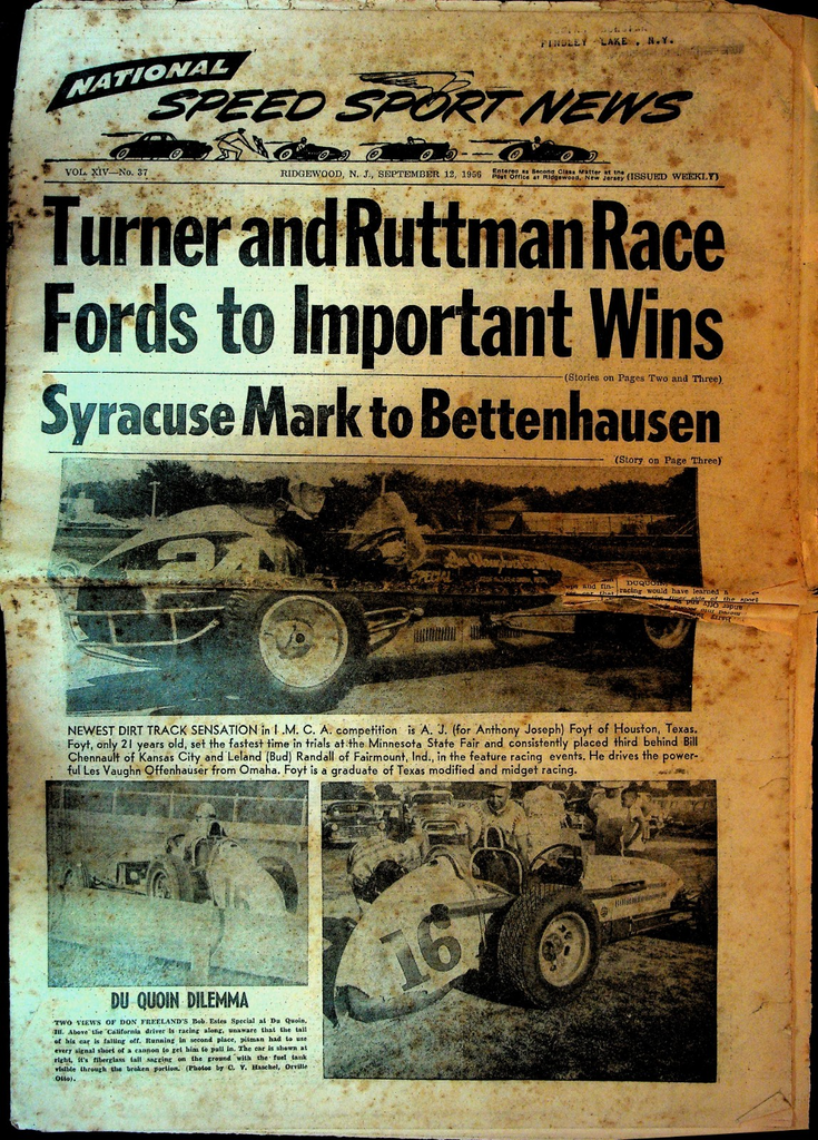 National Speed Sport News September 12 1955 AJ Foyt Leland Bud Randall0