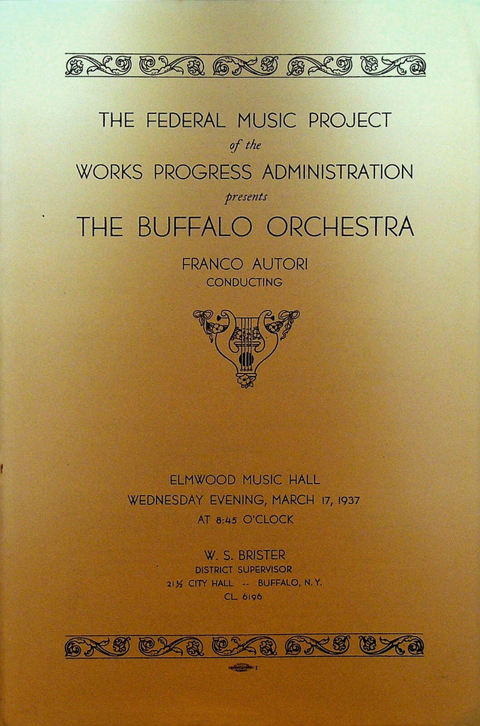 Buffalo Orchestra Program Federal Music Project March 17 1937 Franco Autori0