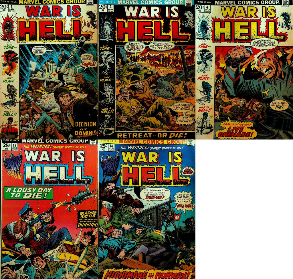 War is Hell Marvel Comics Lot of 5 Issues 1970s Military 1 3 4 13 140
