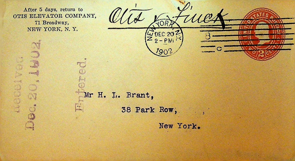 Otis Elevator Letterhead & Cover December 20 19020