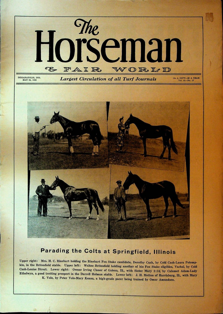 The Horseman & Fair World Turf Journal May 25 1938 Springfield Il Horse Racing