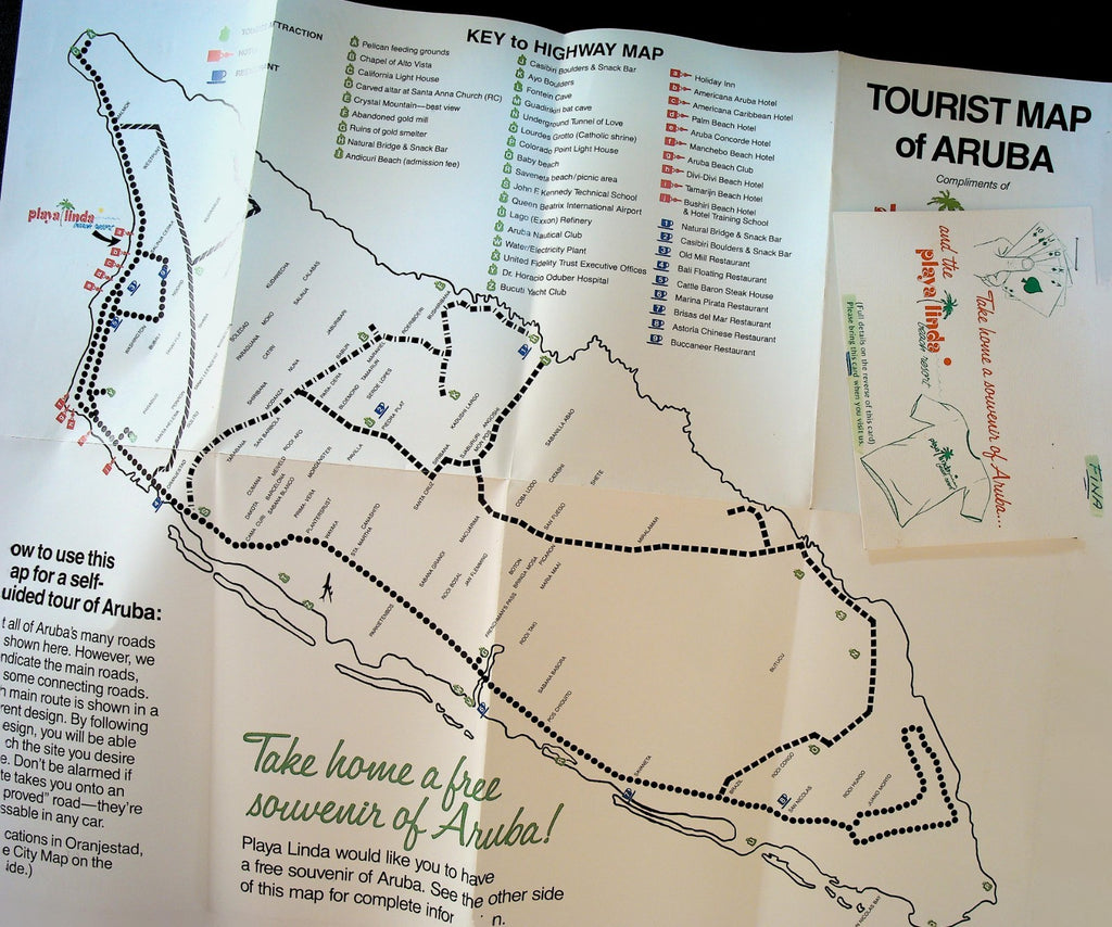 Tourist Map of Aruba 1982 Playa Linda Beach Resort0