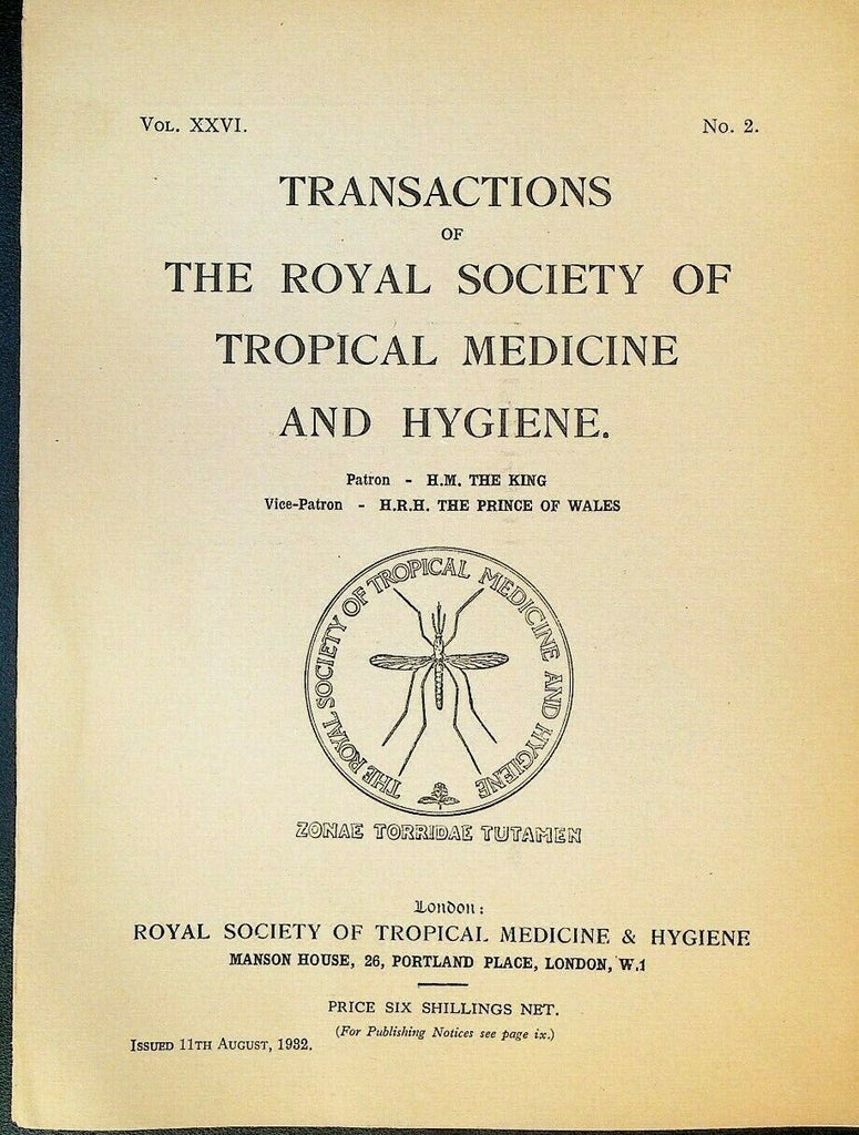 Royal Society of Tropical Medicine & Hygiene August 1932 Dengue Fever0