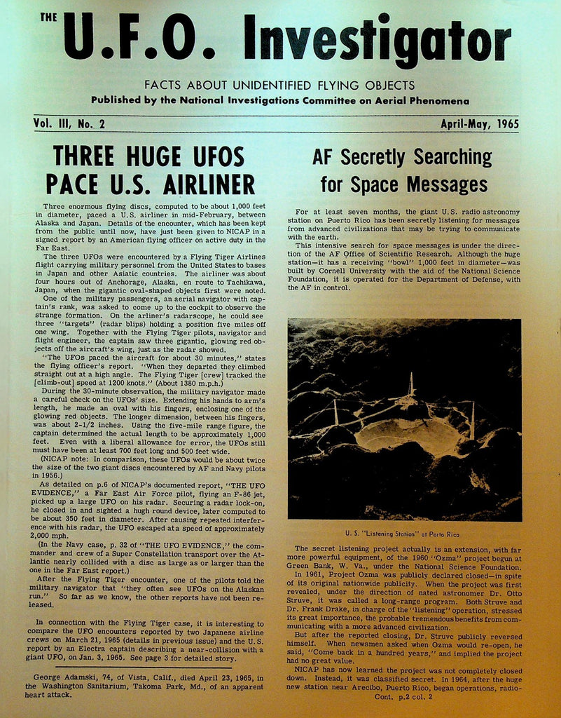 UFO Investigator April 1965 Air Force Searching for Space Messages0