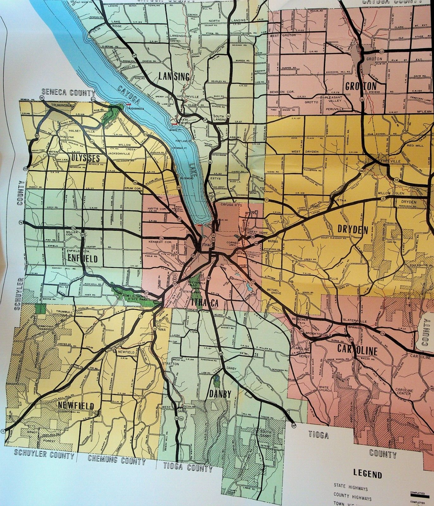 Tompkins County New York Department of Public Works 1966 Map