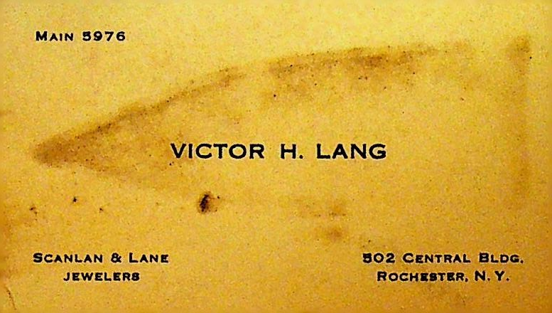 Victor H Lang Scanlan & Lane Rochester NY Jewelers Business Card0