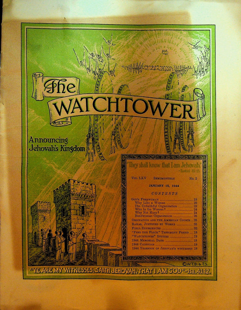 The Watchtower Magazine Jehovah's Witness January 15 1944 God's Freewoman0