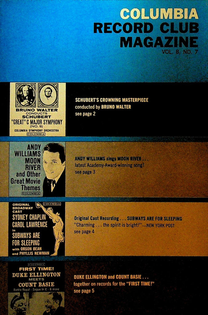 Columbia House Record Club Magazine 1962 Vol 8 #7 Duke Ellington Count Basie0