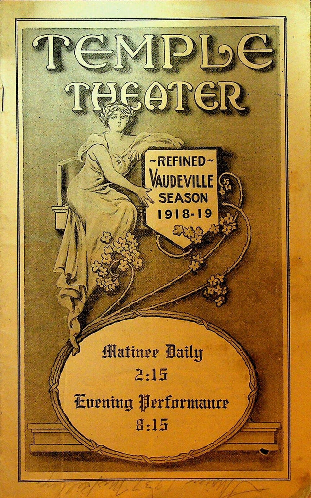 Temple Theater 1918 Vaudeville Program Jean Adair Fred Whitfield Samaroff Sonia