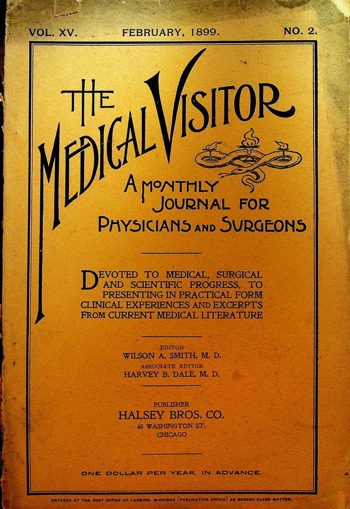 The Medical Visitor Magazine February 1899 Pneumonia Modern Diet Typhoid0