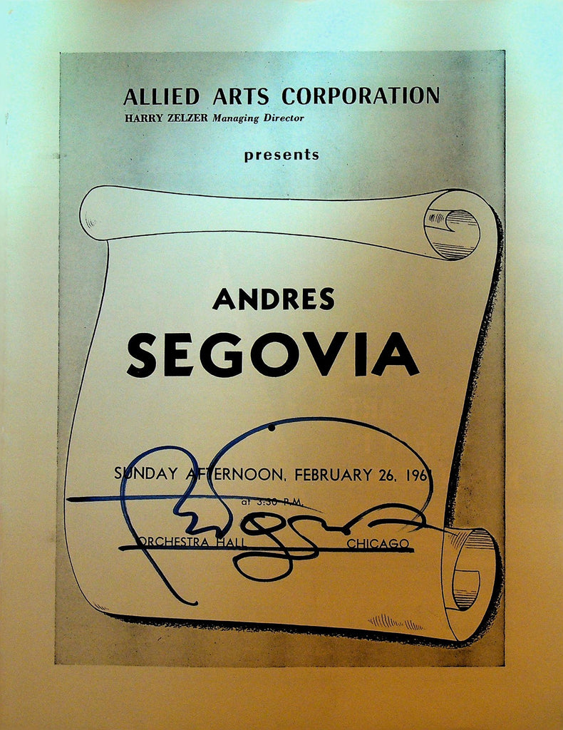 Andres Segovia Autographed Concert Program February 26 1961 Chicago0