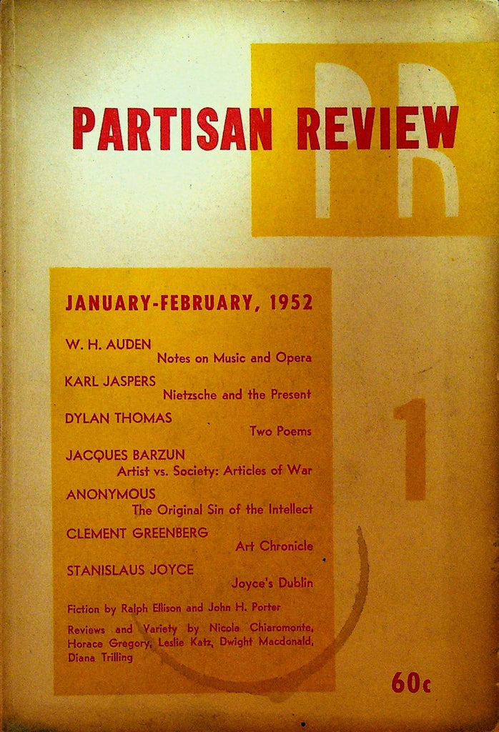 Partisan Review January 1952 Dylan Thomas Ralph Ellison WH Auden0